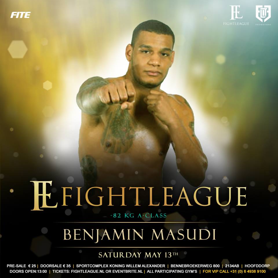 Benjamin Masudi bij Fight League Hoofddorp 13 Mei